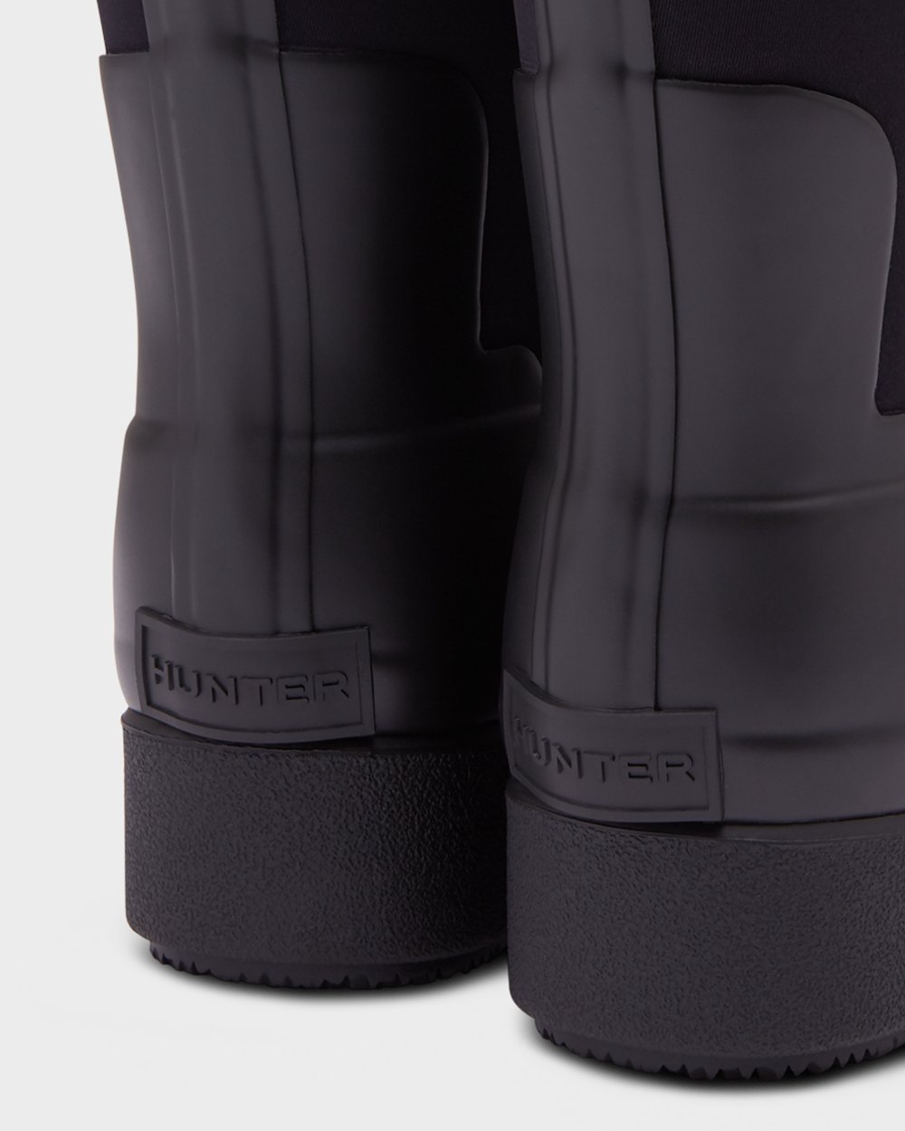 Kalosze Creeper Damskie - Hunter Refined Slim Fit Neoprene Short - Czarne - CTIZ-54173